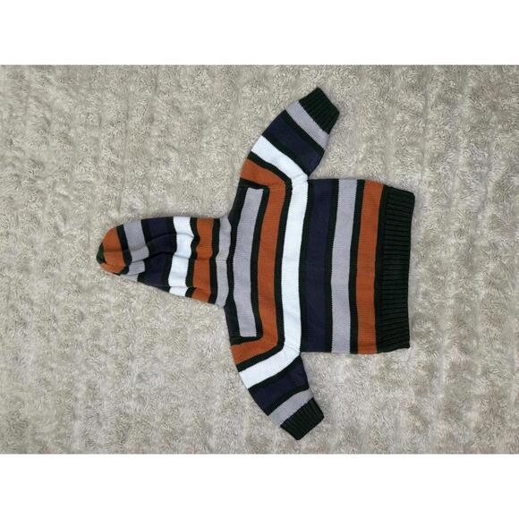 Gymboree Baby forest green/orange striped knit zip-up hoodie sweater Size 0-3 M - Picture 2 of 5